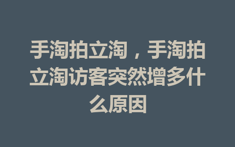 手淘拍立淘，手淘拍立淘访客突然增多什么原因