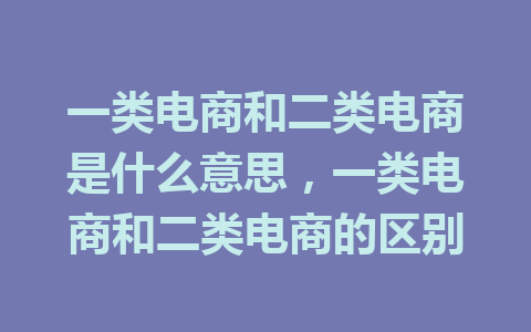 一类电商和二类电商是什么意思，一类电商和二类电商的区别